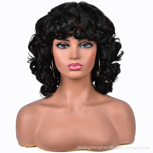 Wholesale customizable 12 natural hair colors Afro kinky short synthetic hair wigs for black women